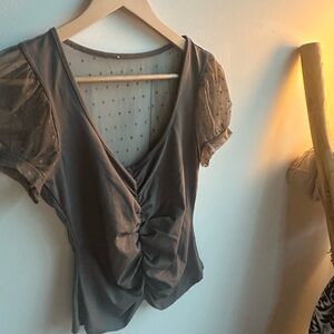 Grey Ruched Top